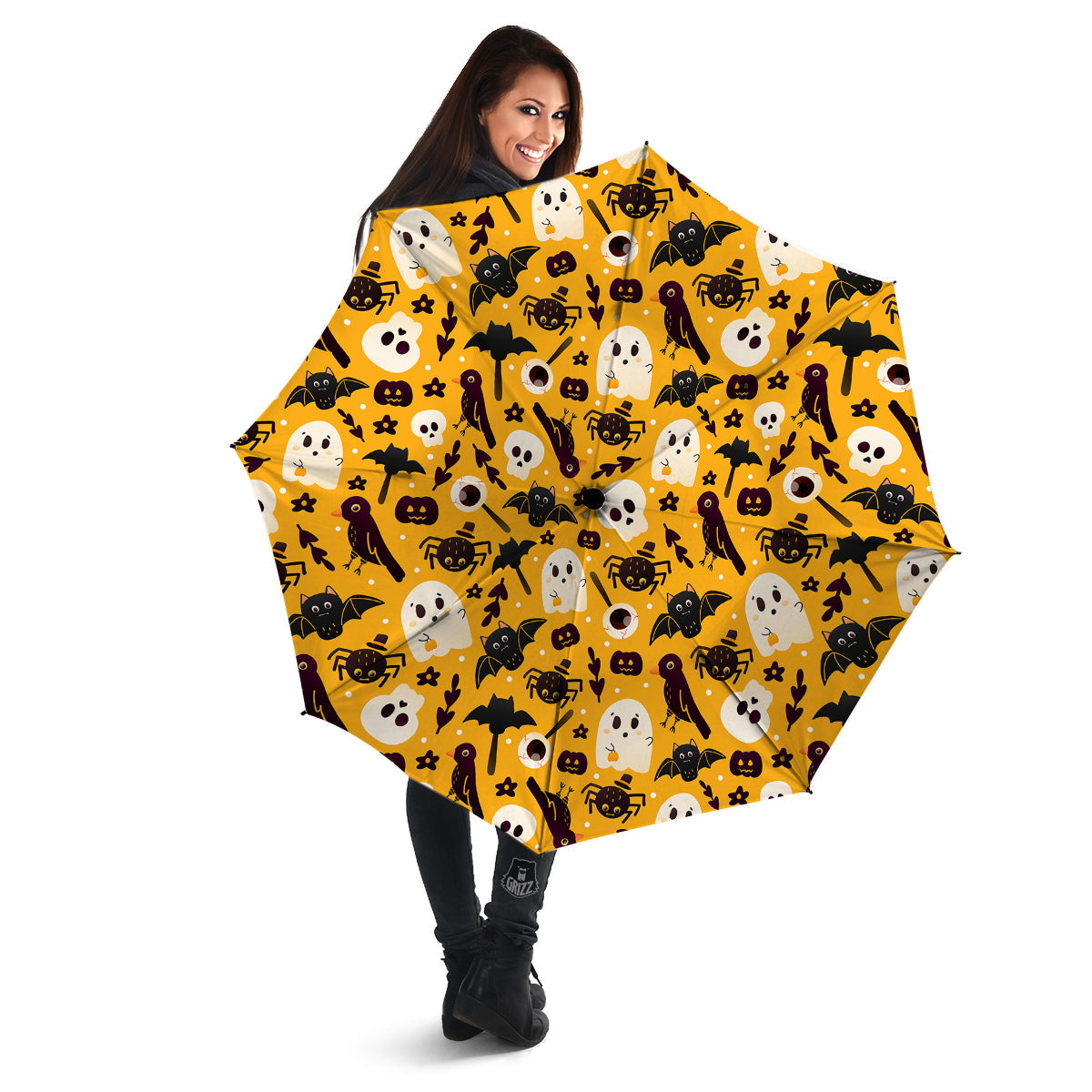 Orange Color Halloween Cute Print Pattern Umbrella-grizzshop