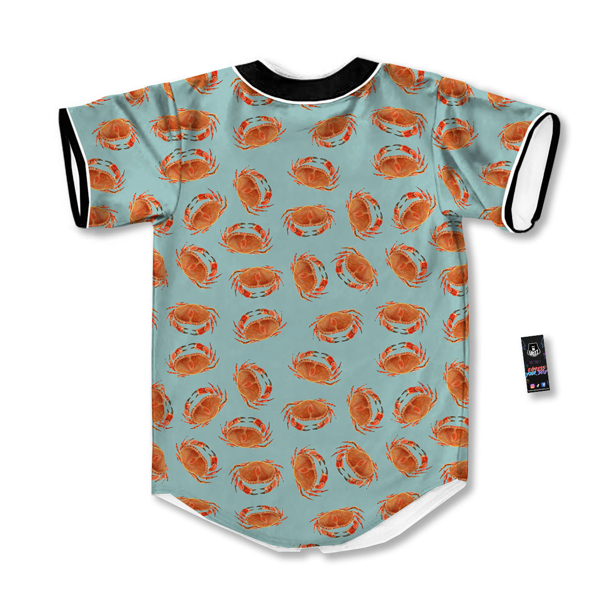 Orange Crab Print Pattern Baseball Jersey-grizzshop