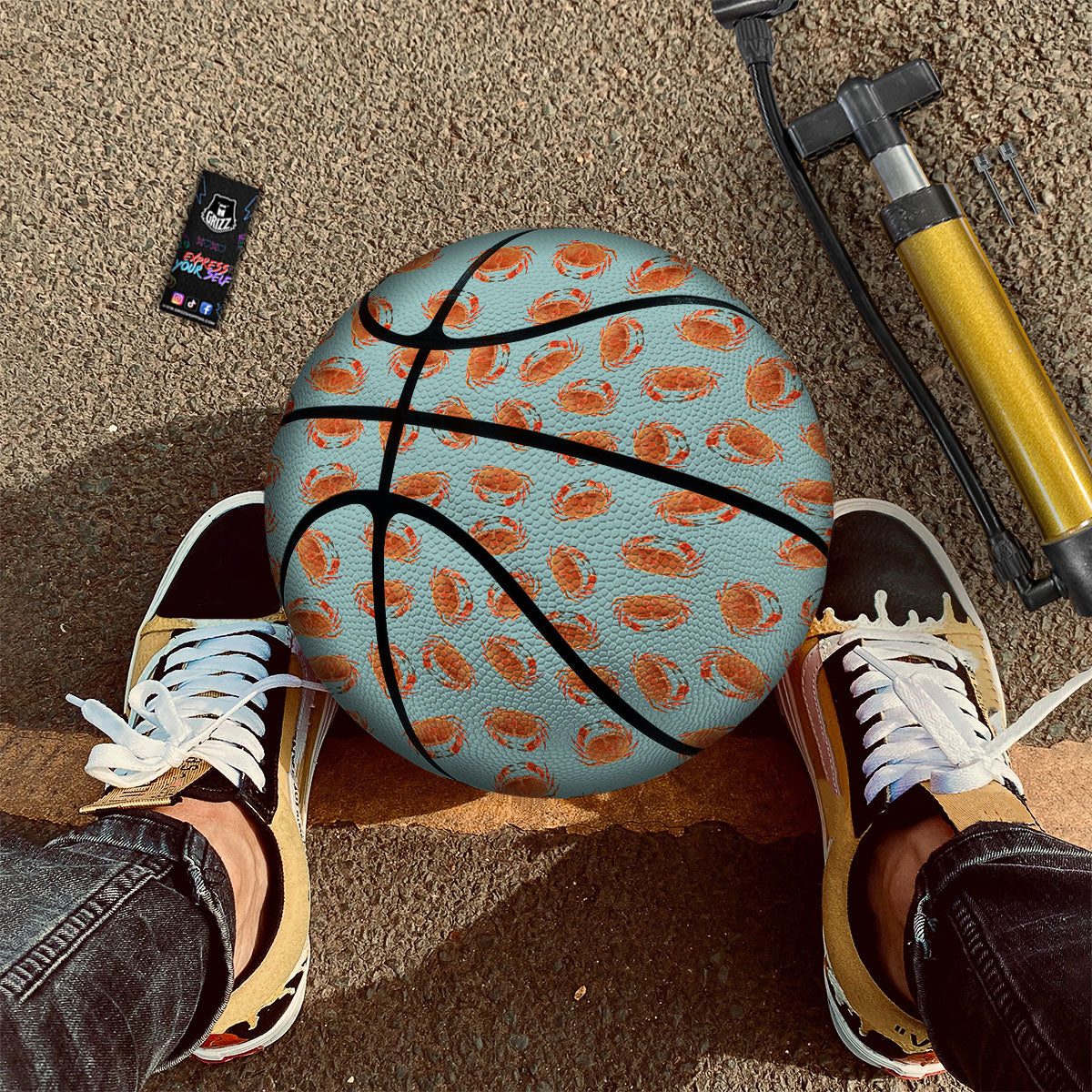 Orange Crab Print Pattern Basketball-grizzshop