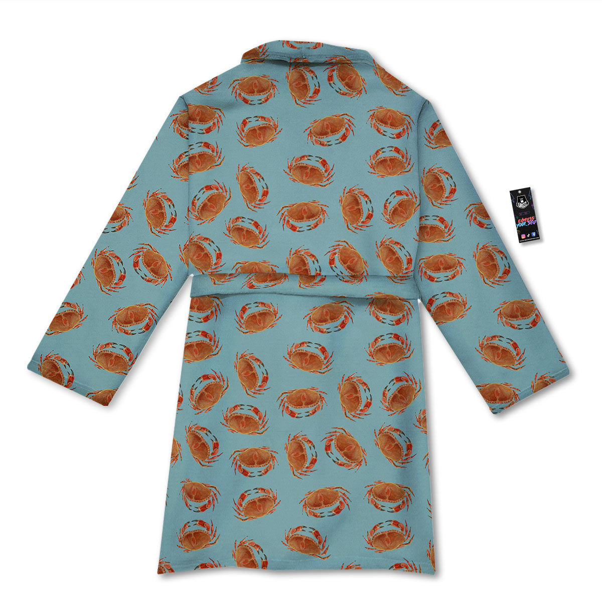 Orange Crab Print Pattern Bathrobe-grizzshop