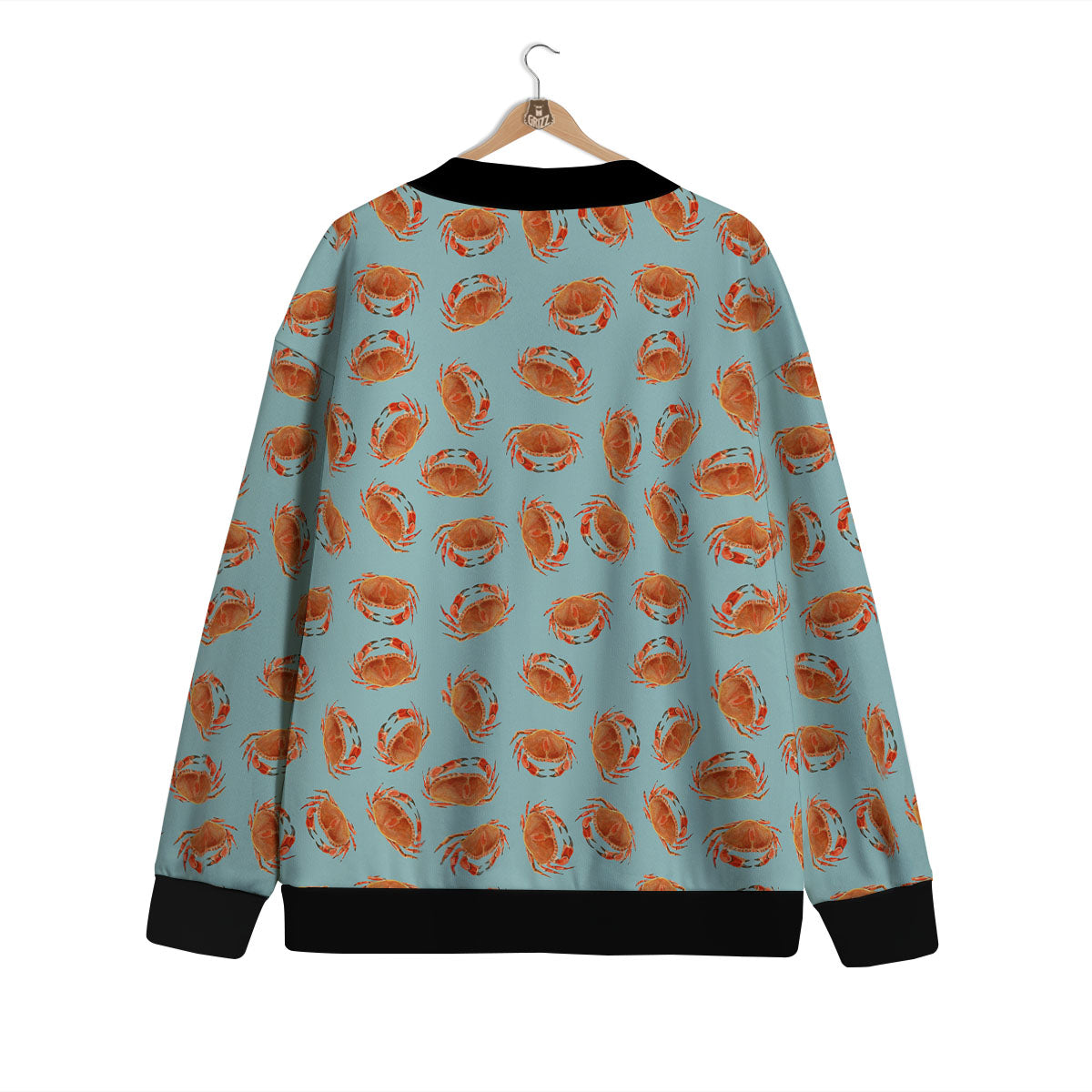 Orange Crab Print Pattern Cardigan-grizzshop