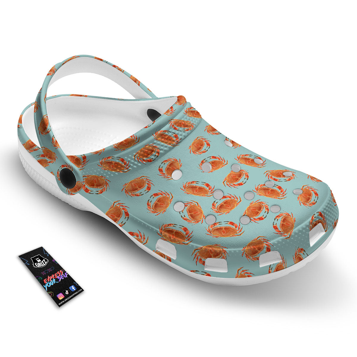Orange Crab Print Pattern Clog-grizzshop