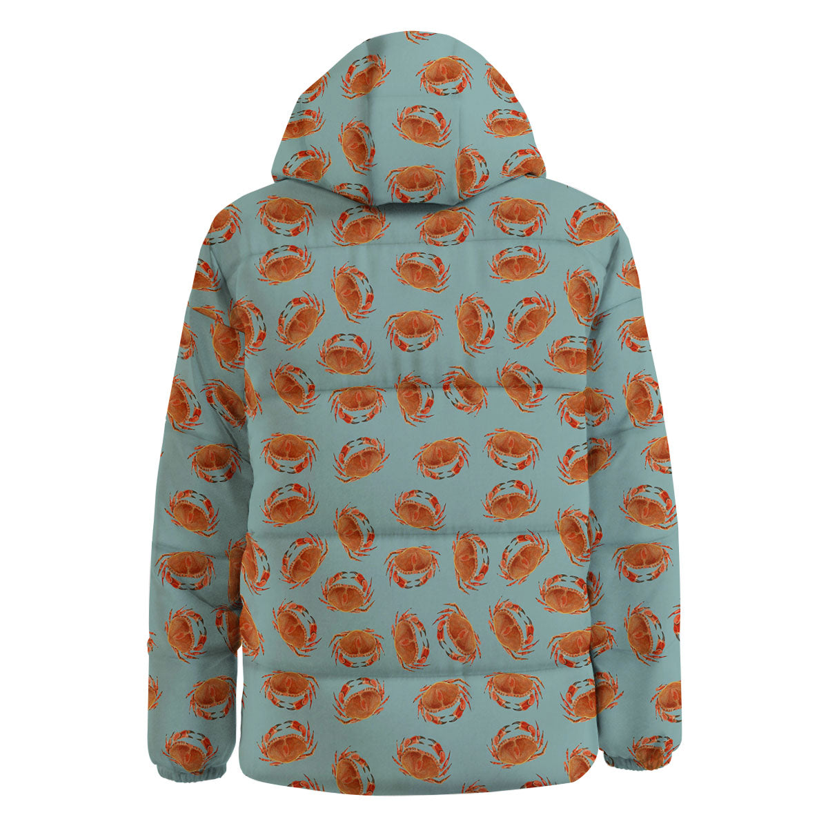 Orange Crab Print Pattern Down Jacket-grizzshop