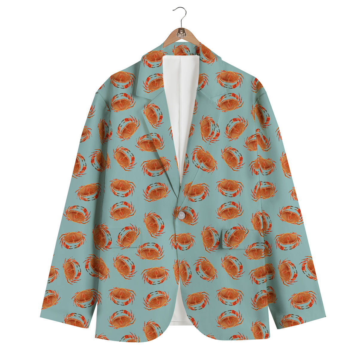 Orange Crab Print Pattern Men's Blazer-grizzshop