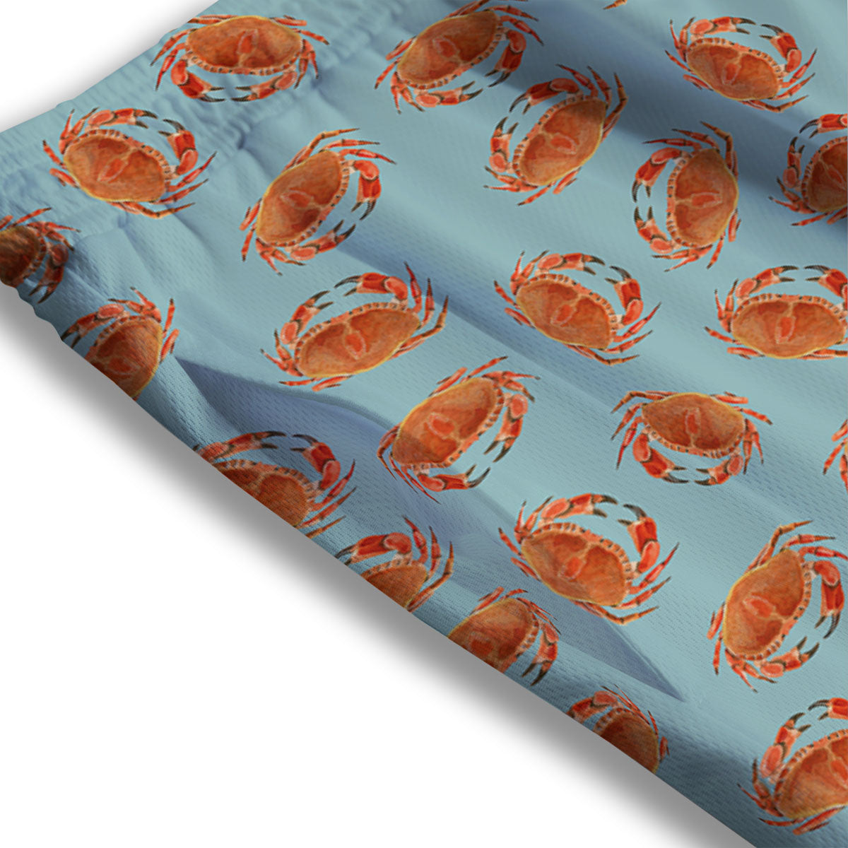 Orange Crab Print Pattern Mesh Shorts-grizzshop