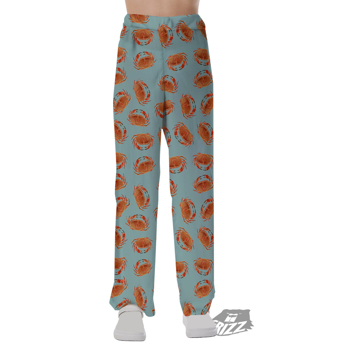 Orange Crab Print Pattern Pajama Pants-grizzshop