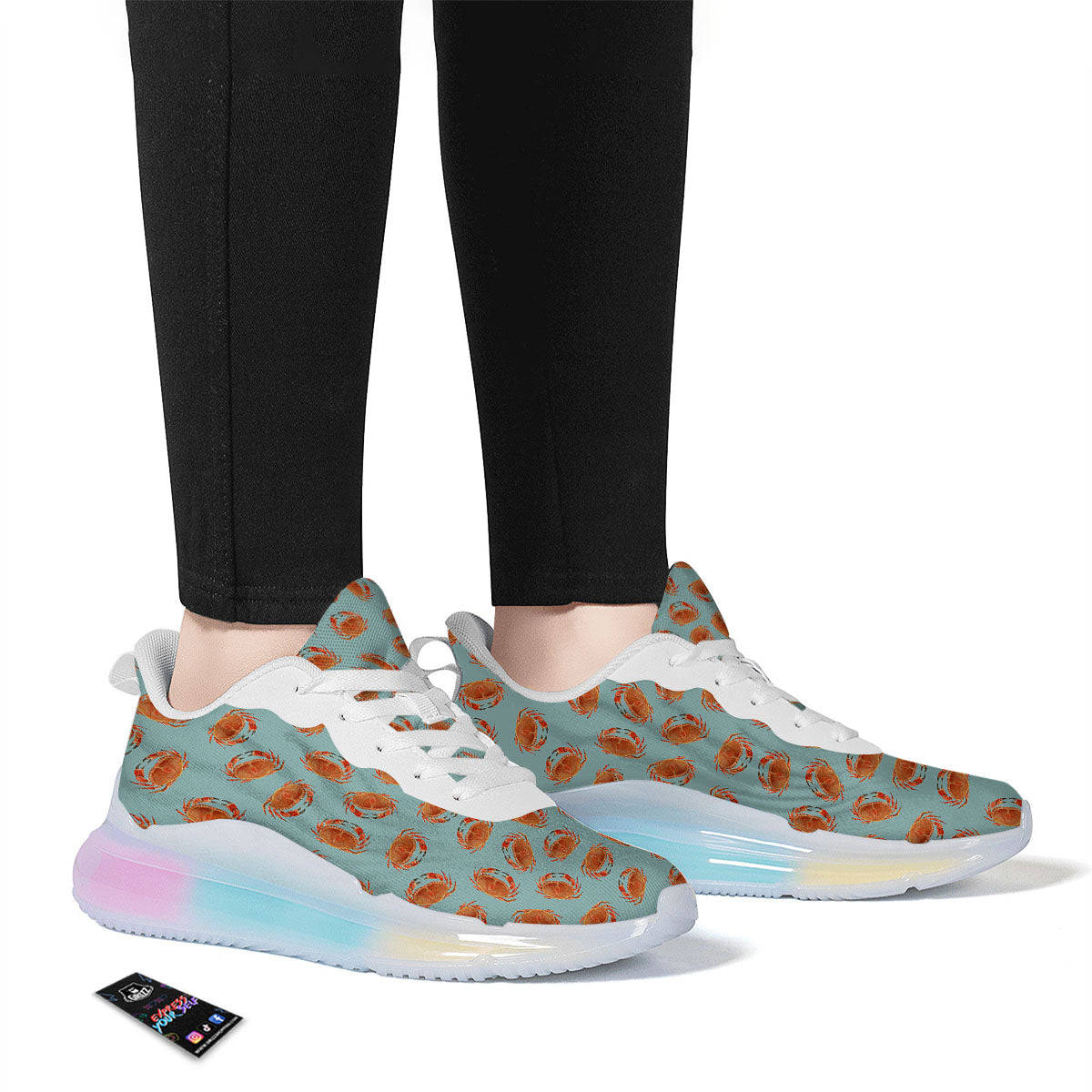 Orange Crab Print Pattern Running Sneakers-grizzshop