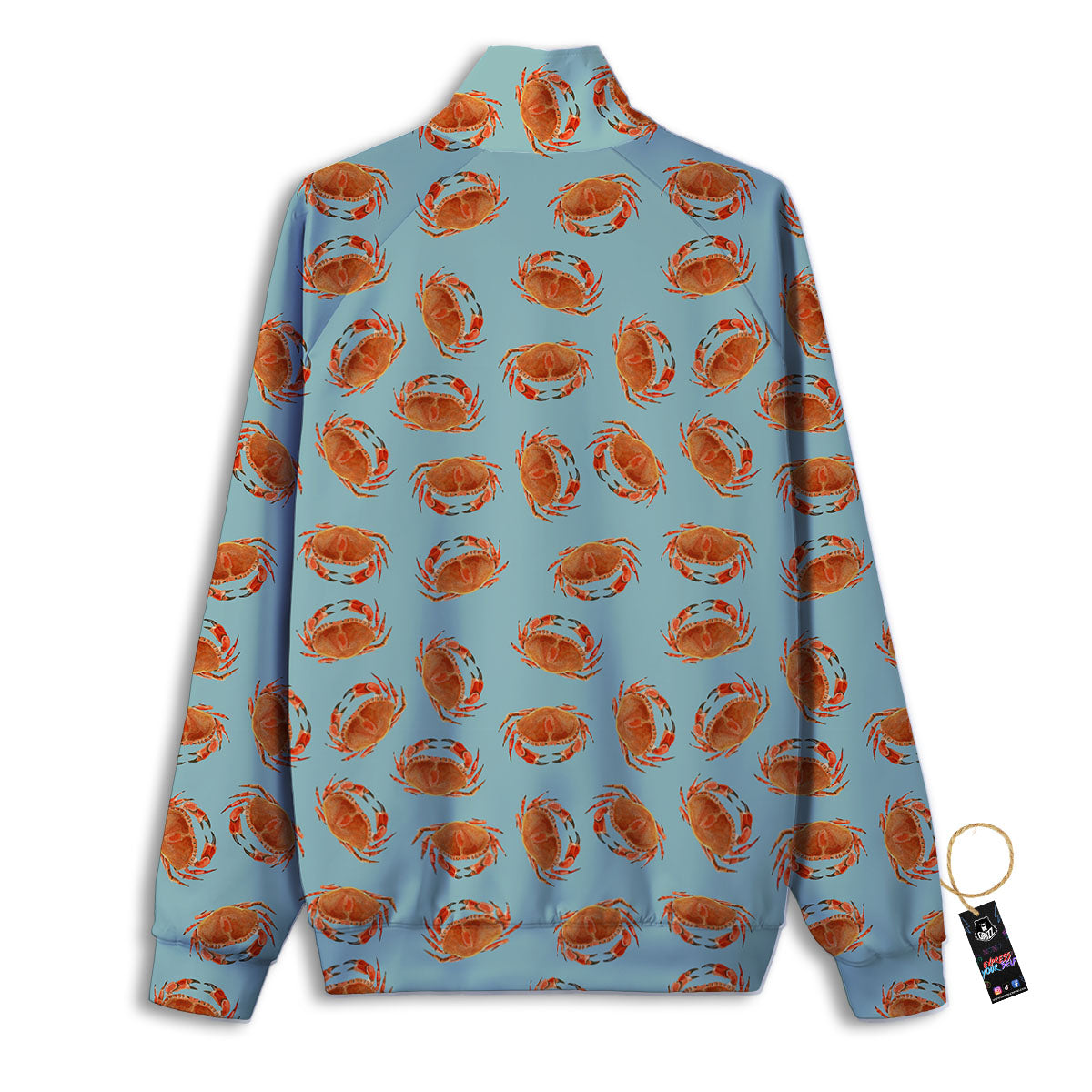 Orange Crab Print Pattern Track Jacket-grizzshop
