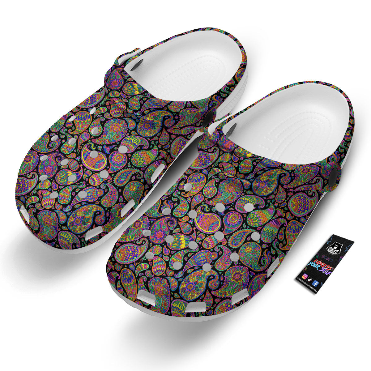 Orange Green And Pink Paisley Print Clog-grizzshop