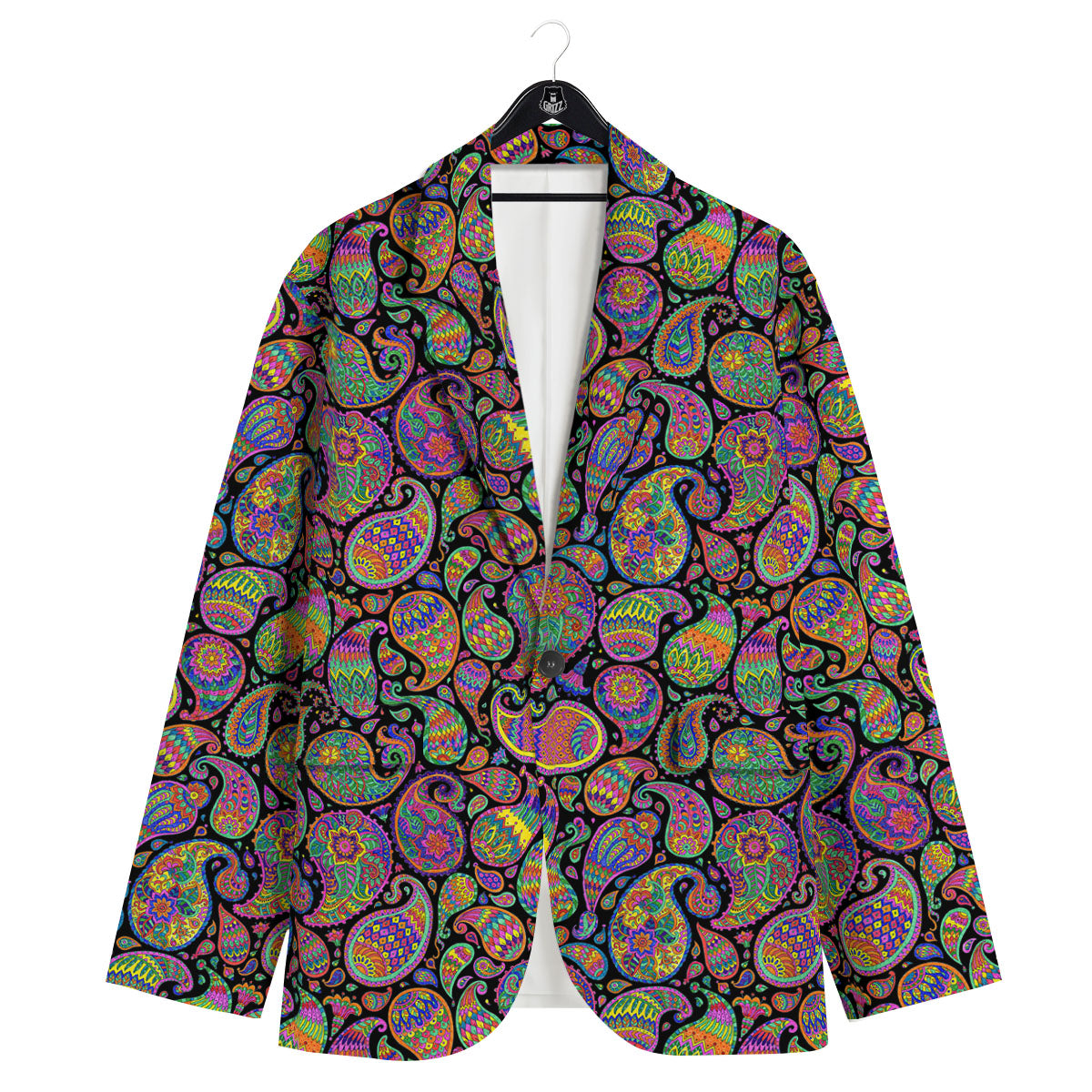 Orange Green And Pink Paisley Print Men's Sport Coat-grizzshop