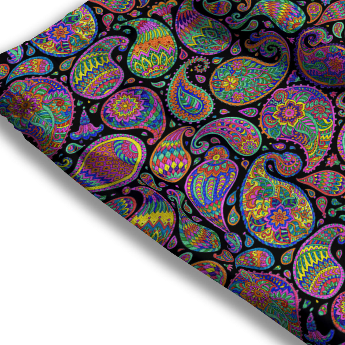 Orange Green And Pink Paisley Print Mesh Shorts