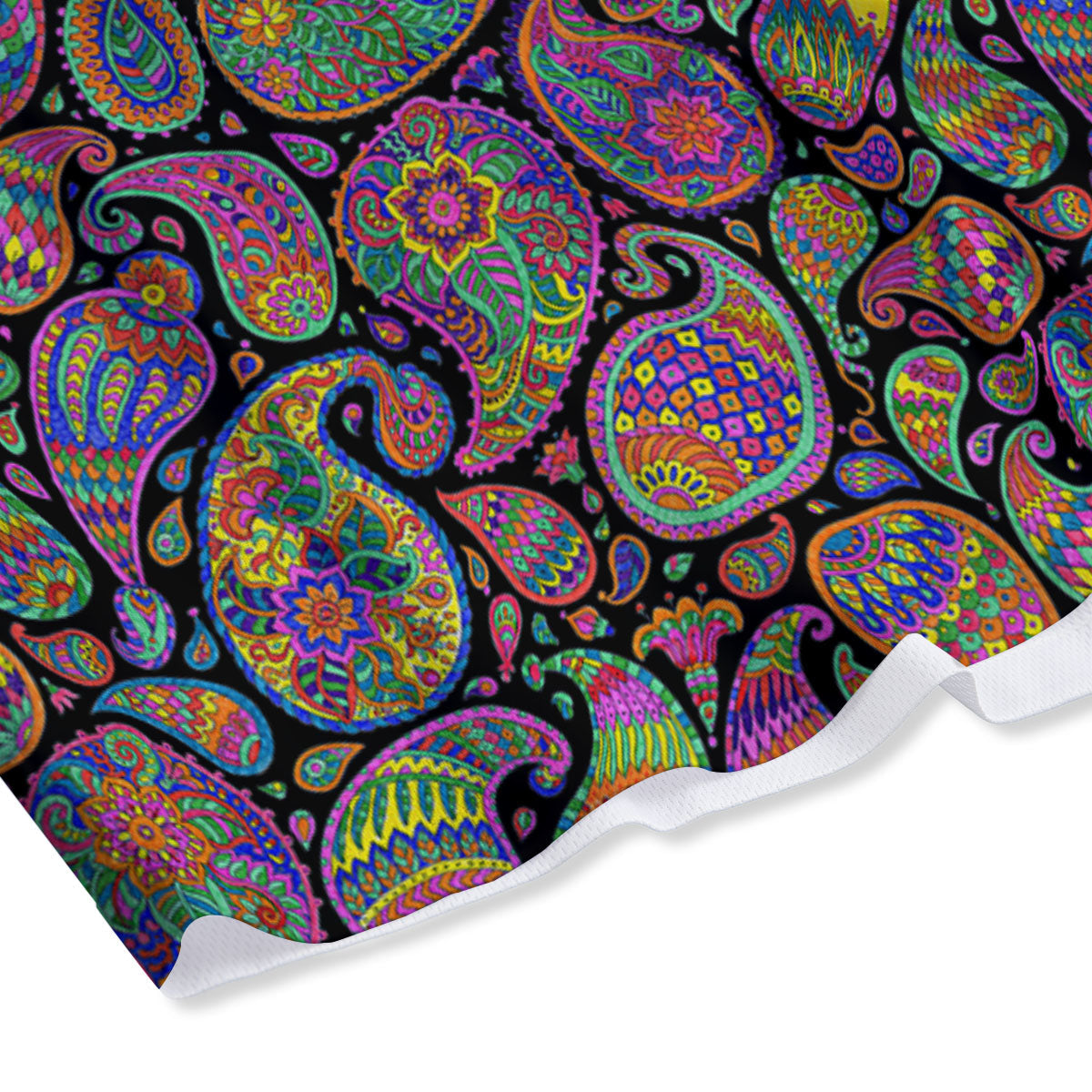 Orange Green And Pink Paisley Print Mesh Shorts