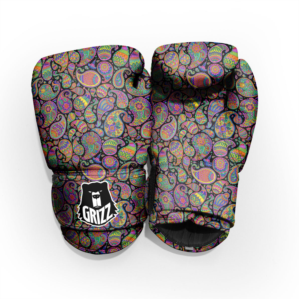 Orange Green And Pink Paisley Print Pro Boxing Glove