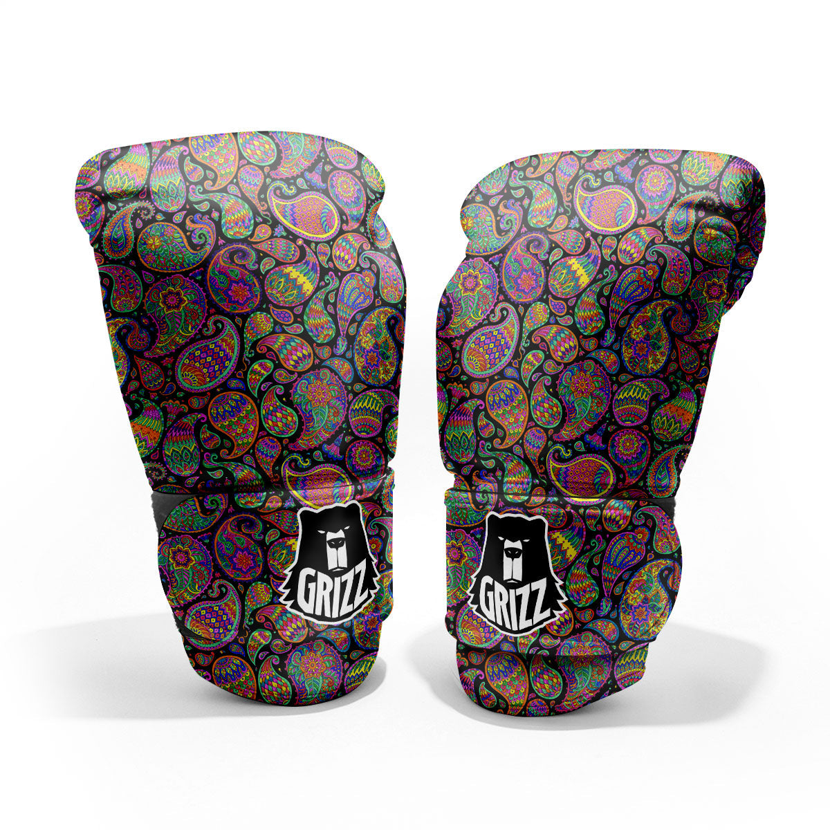 Orange Green And Pink Paisley Print Pro Boxing Glove