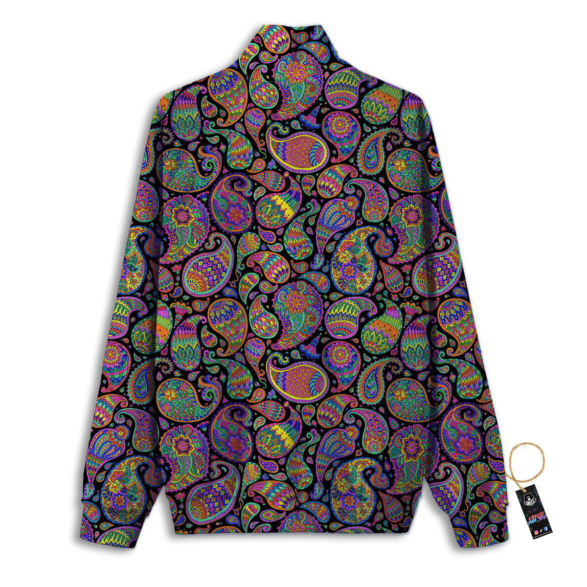Orange Green And Pink Paisley Print Track Jacket-grizzshop