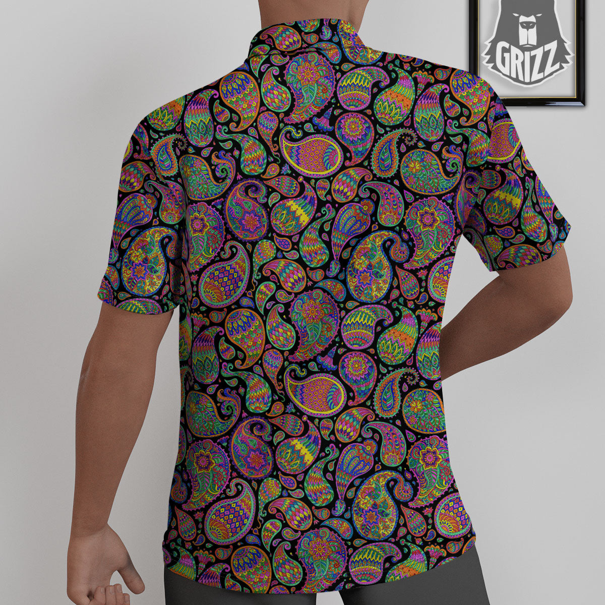 Orange Green And Pink Paisley Print Untucked Shirts-grizzshop