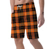 Orange Plaid Tartan Men's Shorts-grizzshop