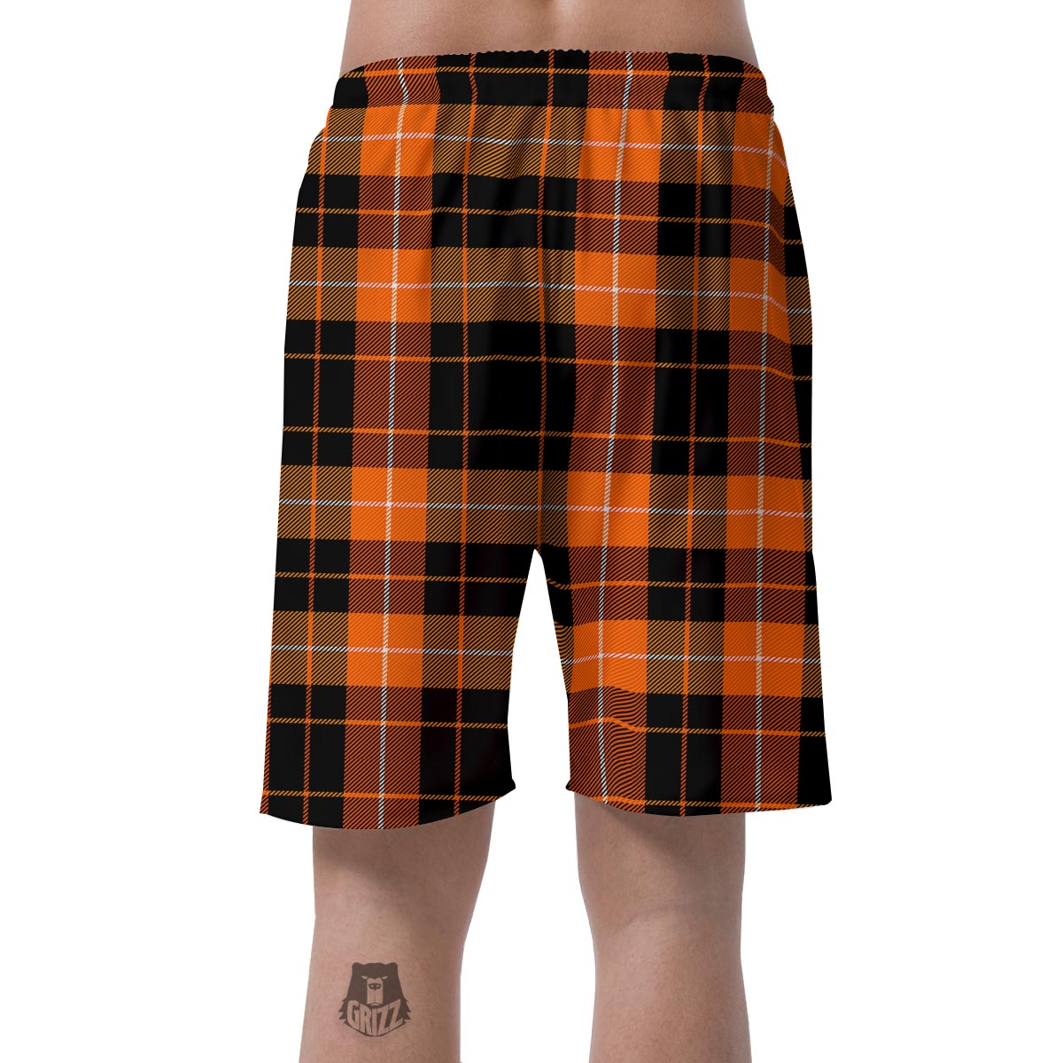 Orange Plaid Tartan Men's Shorts-grizzshop