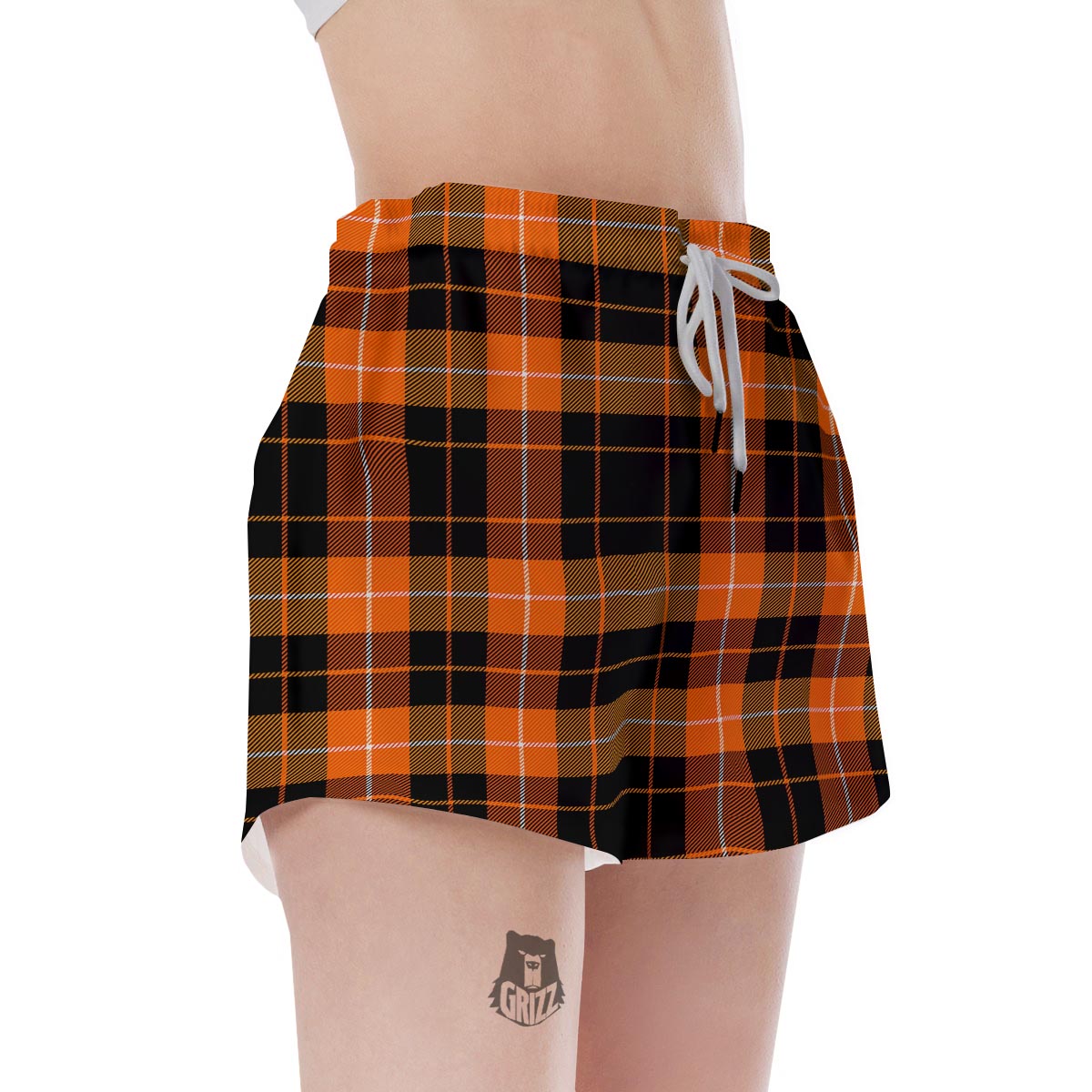 Orange Plaid Tartan Women's Shorts-grizzshop