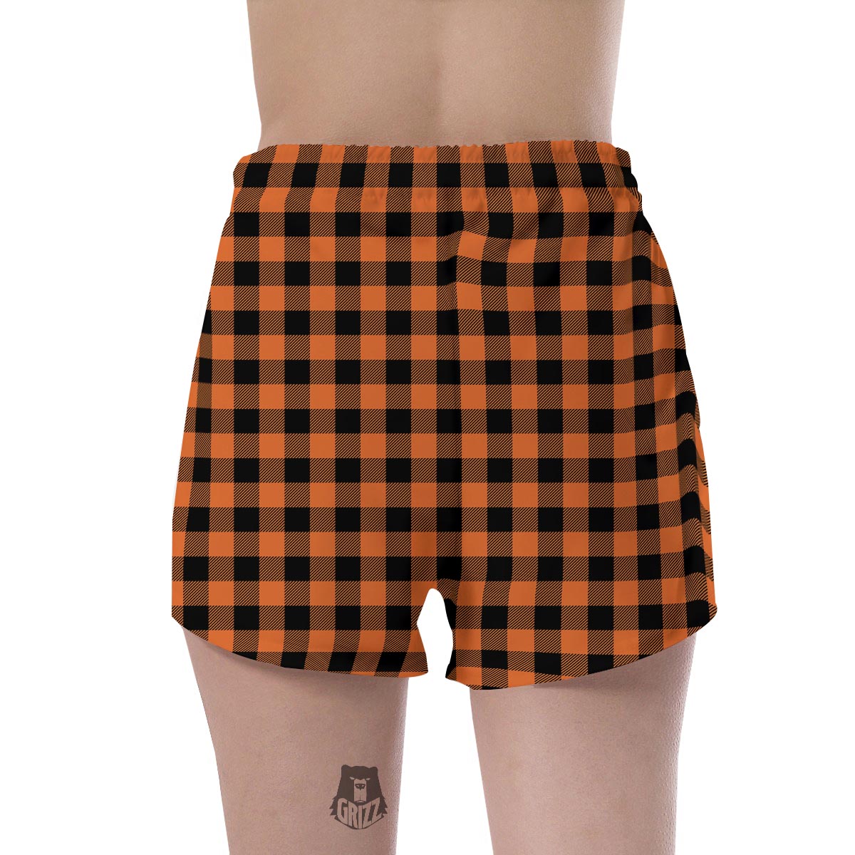 Orange Plaid Women's Shorts-grizzshop