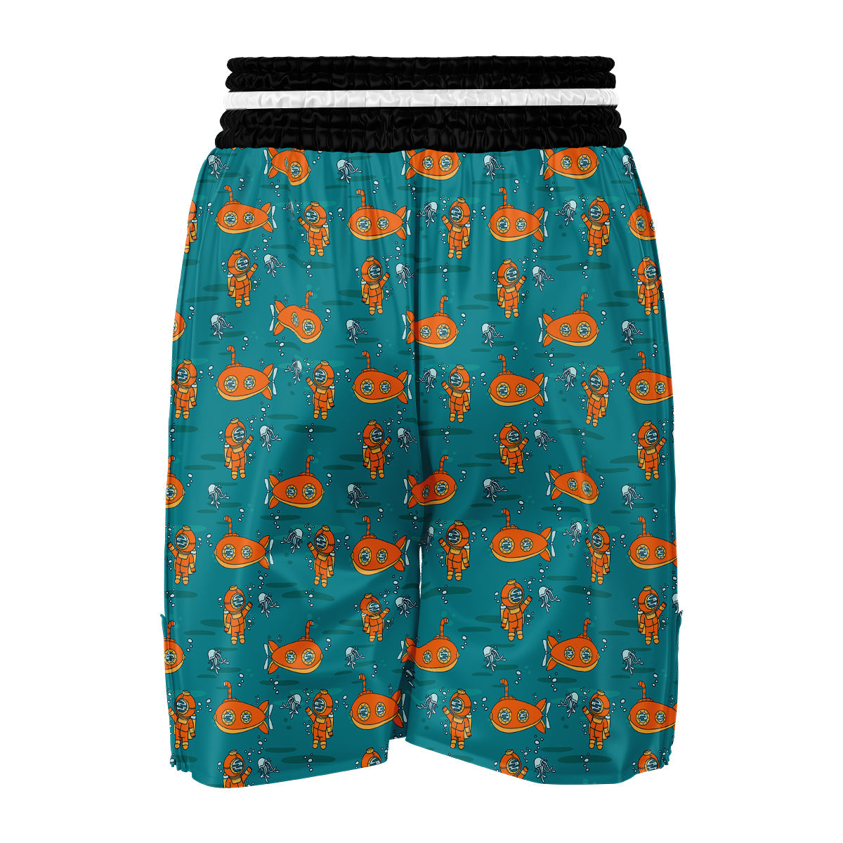 Orange Submarine Print Pattern Boxing Shorts-grizzshop