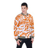 Orange Urban Graffiti Text Print Pattern Baseball Jacket-grizzshop