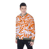 Orange Urban Graffiti Text Print Pattern Baseball Jacket-grizzshop