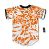 Orange Urban Graffiti Text Print Pattern Baseball Jersey-grizzshop