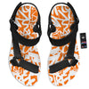 Orange Urban Graffiti Text Print Pattern Black Open Toe Sandals-grizzshop