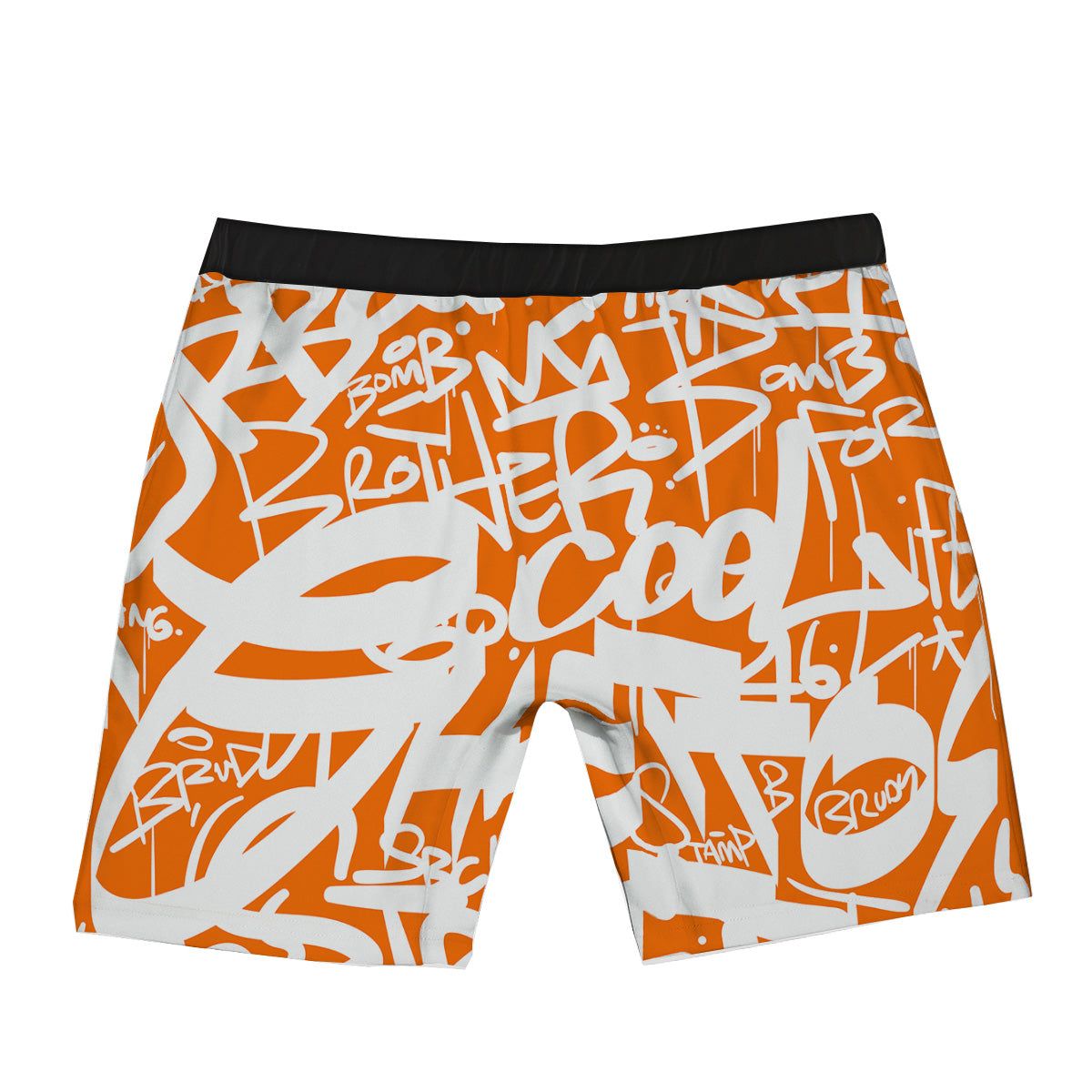 Orange Urban Graffiti Text Print Pattern Boxer Briefs-grizzshop