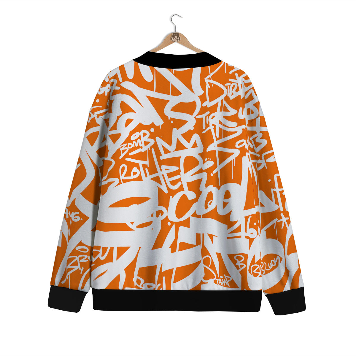 Orange Urban Graffiti Text Print Pattern Cardigan-grizzshop