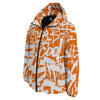 Orange Urban Graffiti Text Print Pattern Down Jacket-grizzshop