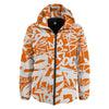 Orange Urban Graffiti Text Print Pattern Down Jacket-grizzshop