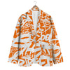 Orange Urban Graffiti Text Print Pattern Men's Blazer-grizzshop