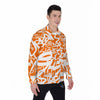 Orange Urban Graffiti Text Print Pattern Men's Long Sleeve Shirts-grizzshop