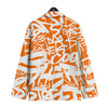 Orange Urban Graffiti Text Print Pattern Men's Sport Coat-grizzshop