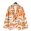 Orange Urban Graffiti Text Print Pattern Men's Sport Coat-grizzshop