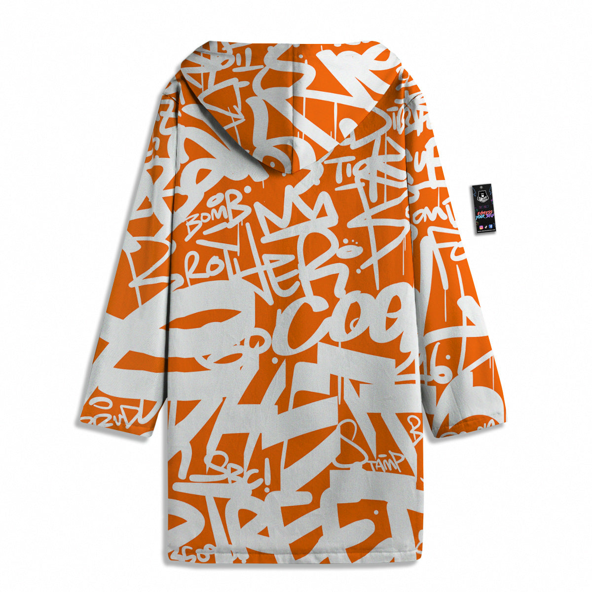 Orange Urban Graffiti Text Print Pattern Men's Windbreaker Jacket-grizzshop