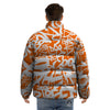 Orange Urban Graffiti Text Print Pattern Puffer Jacket-grizzshop