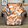 Orange Urban Graffiti Text Print Pattern Recliner Protector-grizzshop