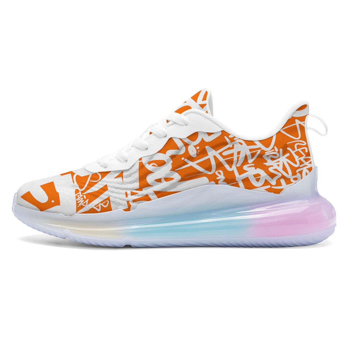 Orange Urban Graffiti Text Print Pattern Running Sneakers-grizzshop