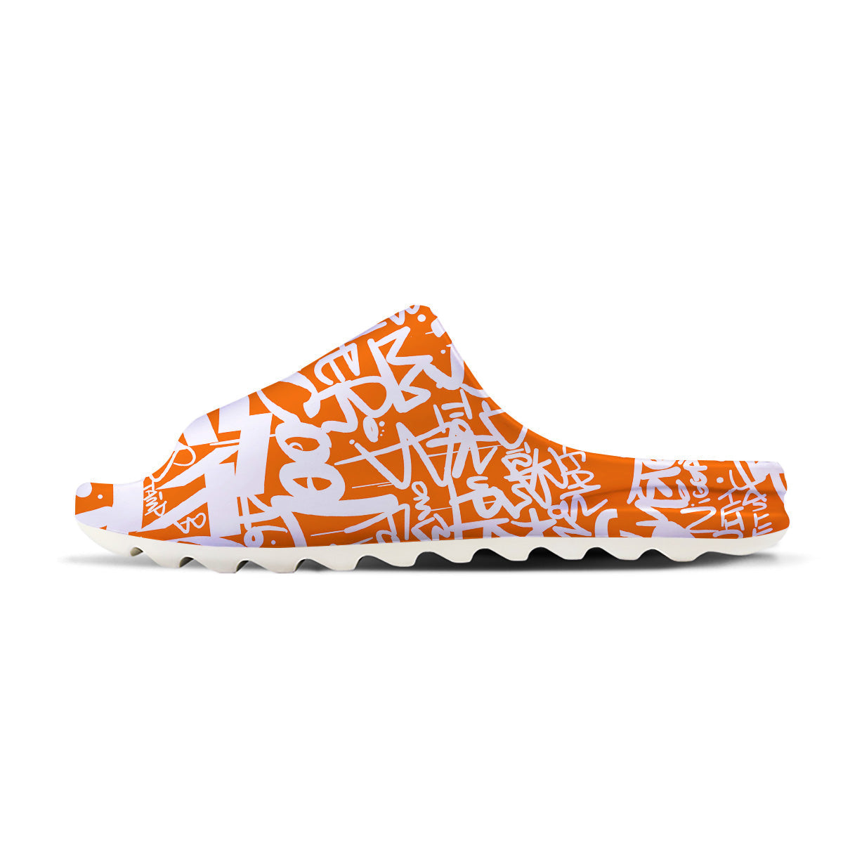 Orange Urban Graffiti Text Print Pattern Sandals-grizzshop