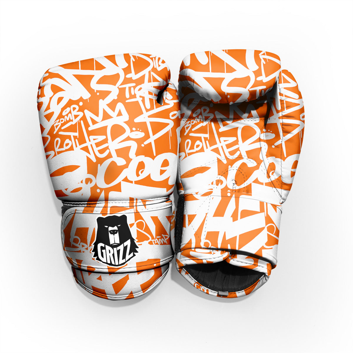 Orange Urban Graffiti Text Print Pattern Pro Boxing Glove