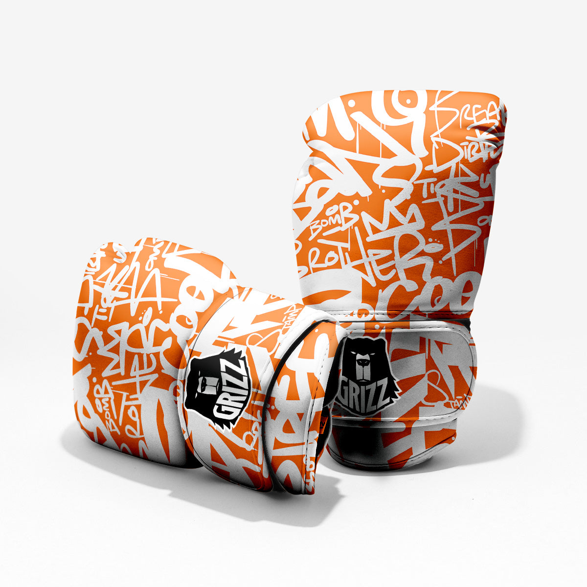 Orange Urban Graffiti Text Print Pattern Pro Boxing Glove