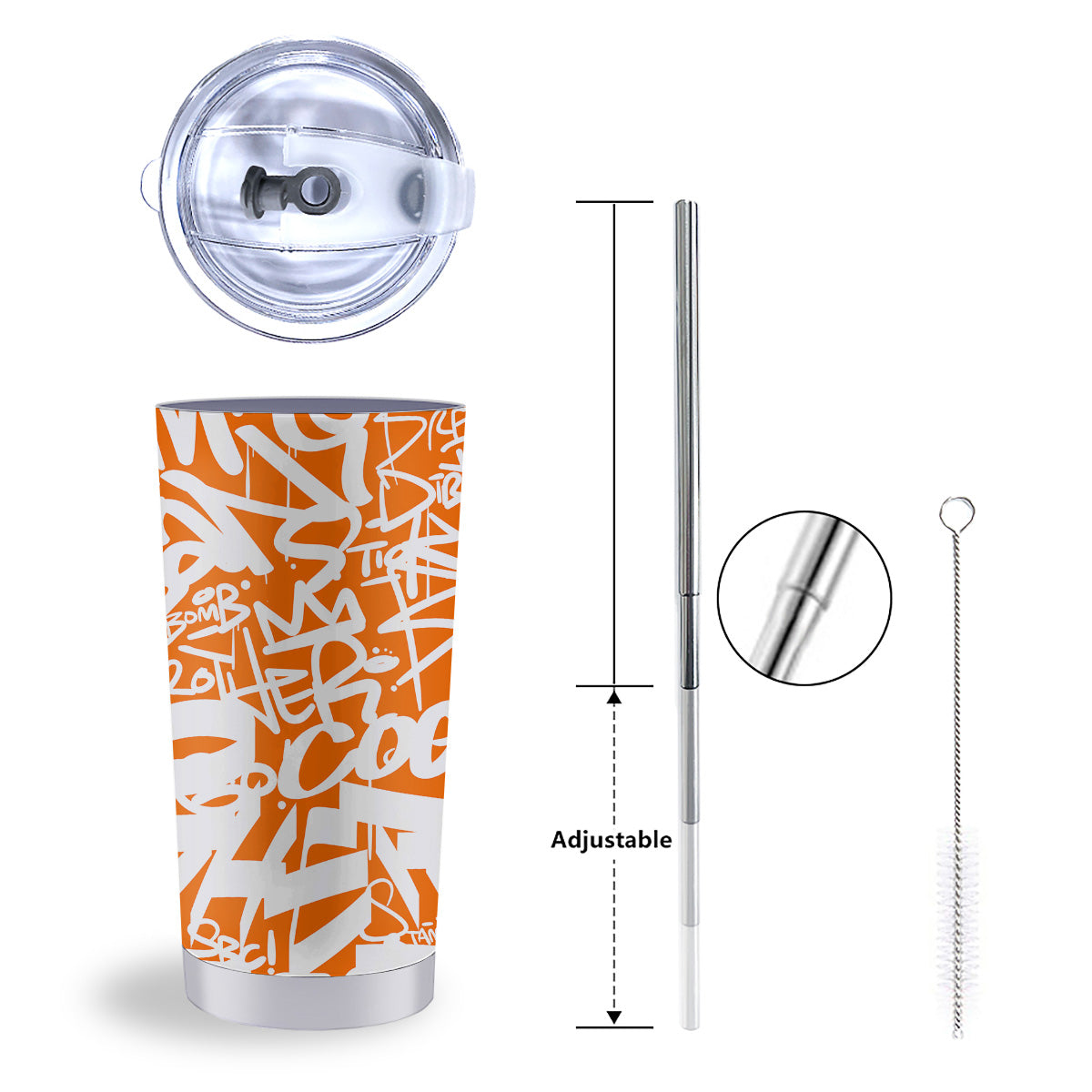 Orange Urban Graffiti Text Print Pattern Tumbler-grizzshop