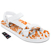 Orange Urban Graffiti Text Print Pattern White Open Toe Sandals-grizzshop