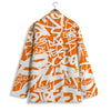 Orange Urban Graffiti Text Print Pattern Women's Blazer-grizzshop