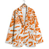 Orange Urban Graffiti Text Print Pattern Women's Blazer-grizzshop