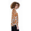 Orange Urban Graffiti Text Print Pattern Women's Long Sleeve Shirts-grizzshop