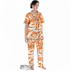 Orange Urban Graffiti Text Print Pattern Women's Pajamas Set-grizzshop